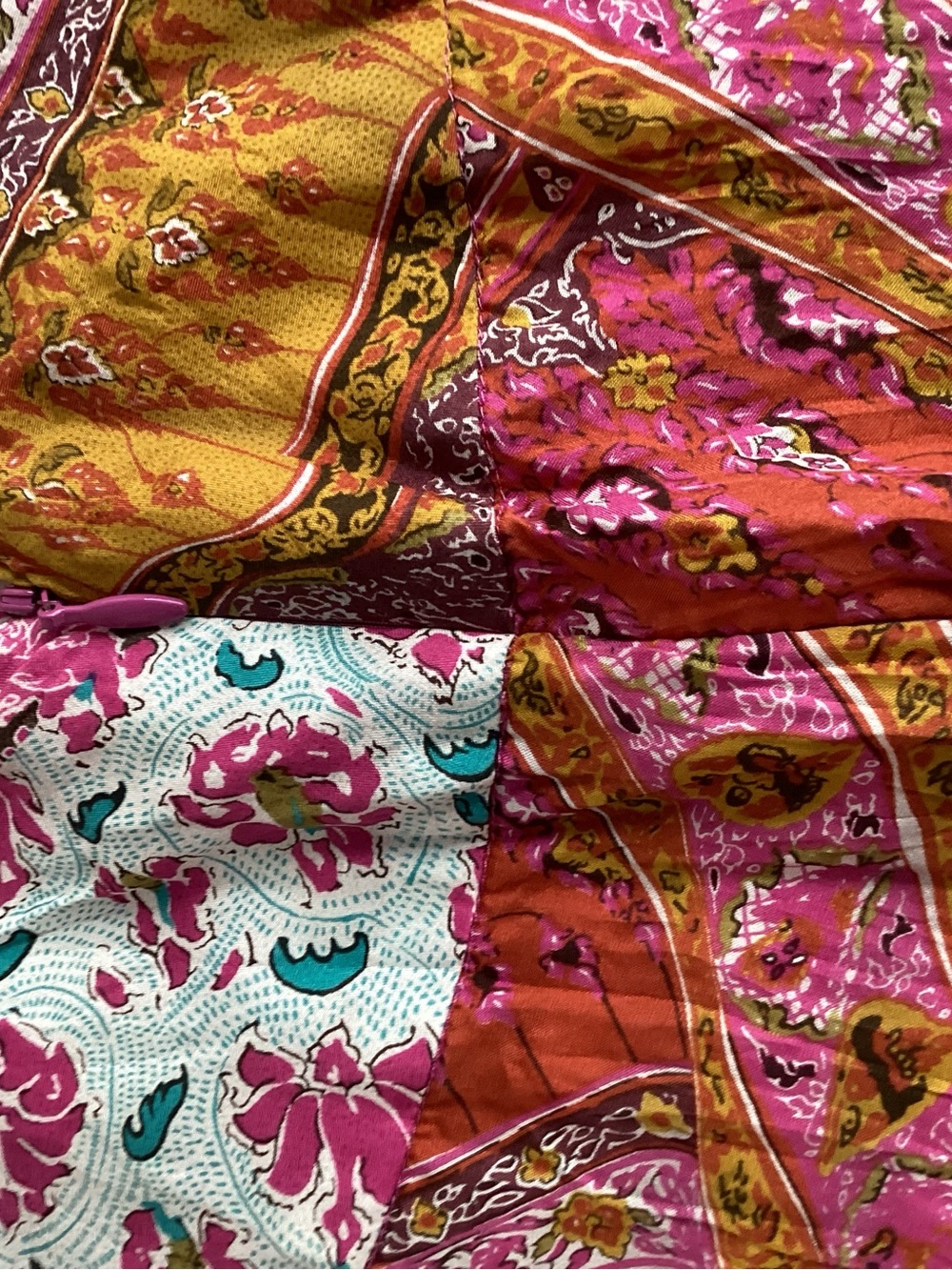 Dana Buchman Silk Pink and Gold Patchwork A-Line Midi Skirt - Picture 4 of 10